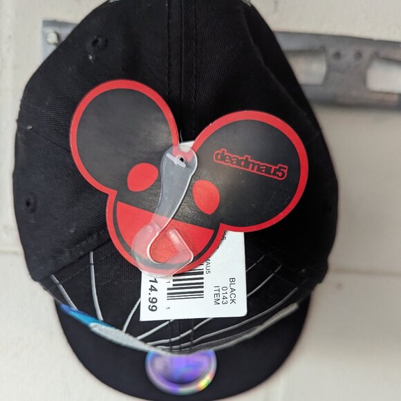 Deadmau5 Embroidered Blue Black Cap Hat Wide Flat Bill Adjustable - Picture 3 of 8